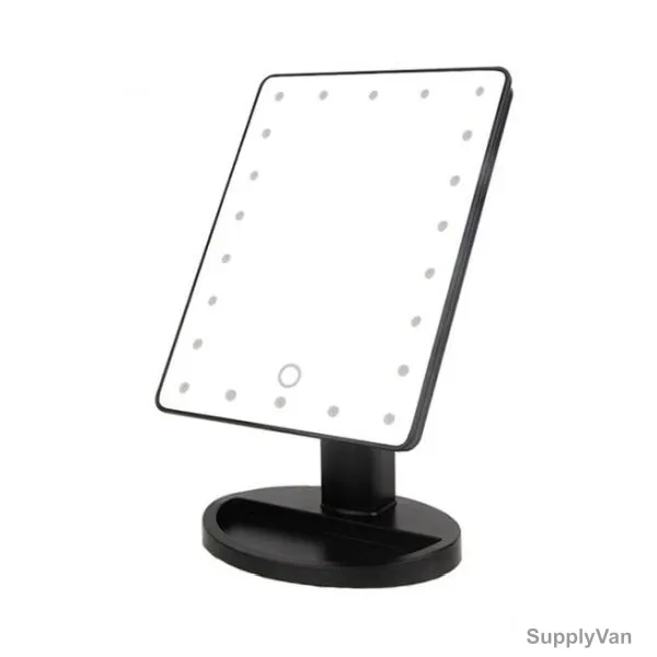 LED Touch Screen Makeup Mirror, Rectangular, 22 LED, Black