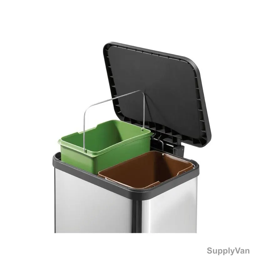 Hailo Pedal Waste Bin, HLO-0622-200, Oko Duo Plus M, 18 Litres, Silver