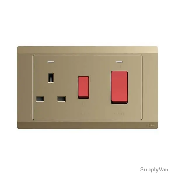 Abb 45A Cooker Switch With 13A Socket, BL118-PG, Inora, 1 Way, Royal Gold — image 1
