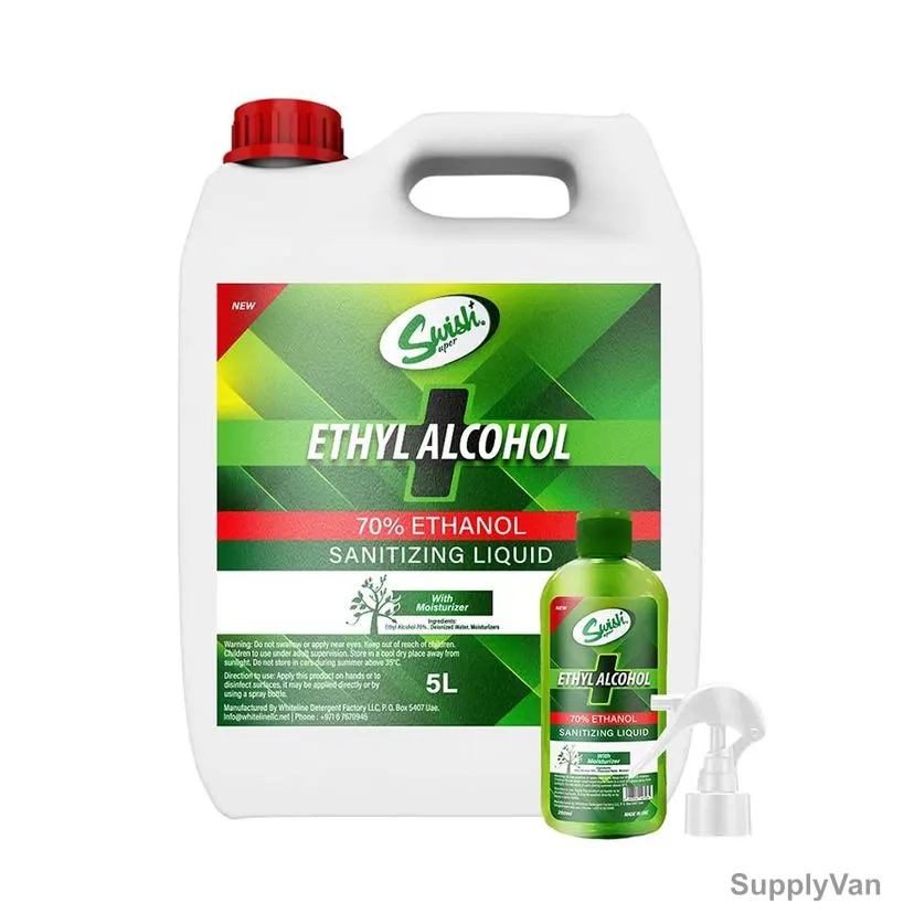 Swish Super Sanitizing Liquid With 250ML Spray Bottle, 70% Ethanol, Cherry Blossom, 5 Ltrs — image 1