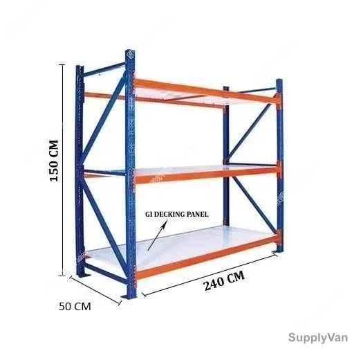 AST Heavy Duty Shelving, 3 Shelves, 150CM, Blue and Orange