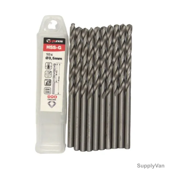 Rns HSS-G Twist Drill Bit, 4341, Eco, 3.5MM Dia, 10 Pcs/Pack