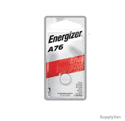Energizer Alkaline Coin Battery, A76-LR44, 175mAh, 1.5V, 2 Pcs/Pack