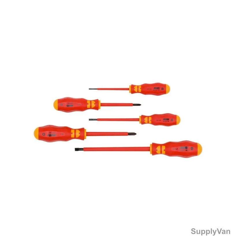Wurth Insulated Phillips/Slotted Screwdriver Set, 61396325, Zebra, 5 Pcs/Set