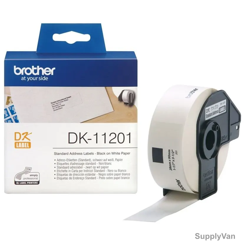 Brother Label Roll, DK11201, 29 x 90MM, Black On White — image 1