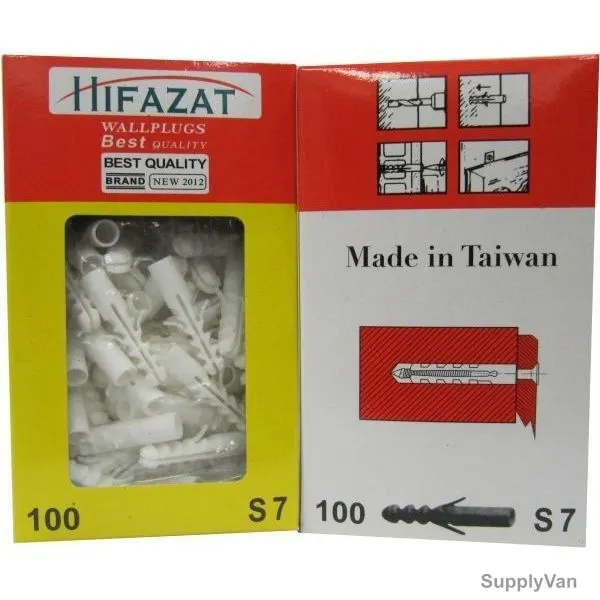 Hifazat Nylon Plug, SHFN-HFP-S7, Plastic, 7MM, White, 100 Pcs/Pack