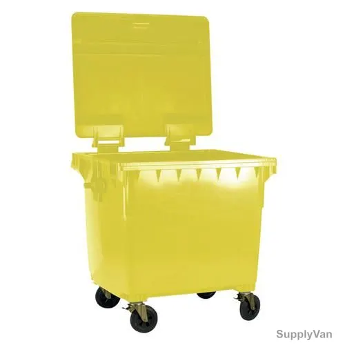 Brooks Outdoor Waste Bin With 4 Wheels, BKS-WB-396, HDPE, 1100 Ltrs, Yellow