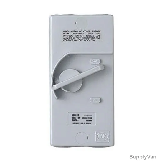 Mk Four Pole Waterproof Isolator Switch, M4420-22, 240-415V, IP66, 45A, Grey
