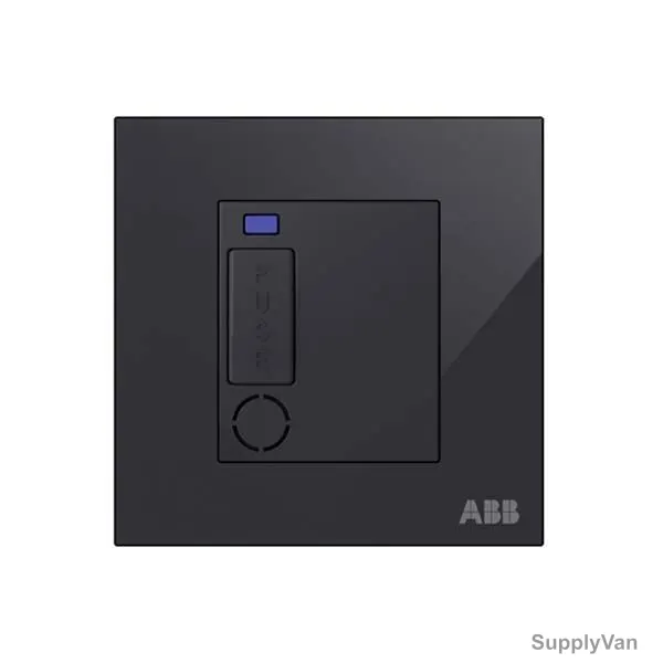 ABB Single Pole Spur Unit W/ Flex Outlet and LED, AM50853-BG, Millenium, 13A, 6kA, Black Glass — image 1