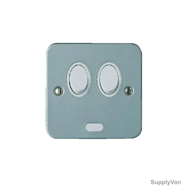 ABB Light Switch, CSWM202, Metal Clad, 2 Gang, 2 Way, 10A