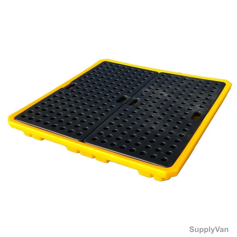 Sai-U 4 Drum Spill Pallet, DP004L, 2600 Kg Static Load Capacity, Yellow/Black — image 1