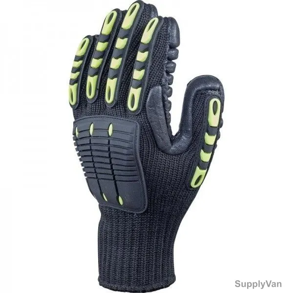 Delta Plus High-Tech Anti-Vibration Safety Gloves, VV904JA10, Size10, 100% Polyester, Black/Yellow — image 1