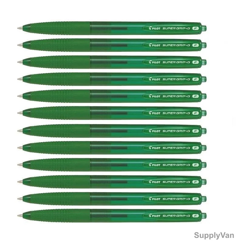 Pilot Retractable Ballpoint Pen, BPGG-8RF-G, Super Grip G, 0.7MM, Green, PK12