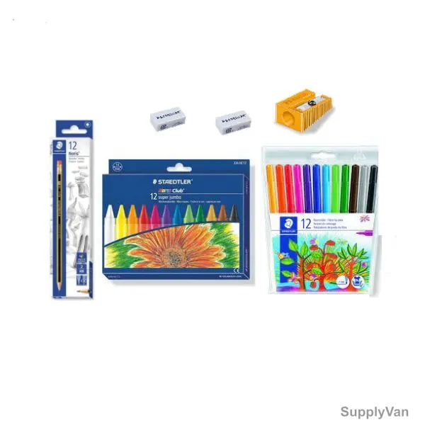 Staedtler Norica 132-46 Pencil Set With Eraser and Sharpener, STP-PACK-243, Assorted Colors, 39 Pcs/Set