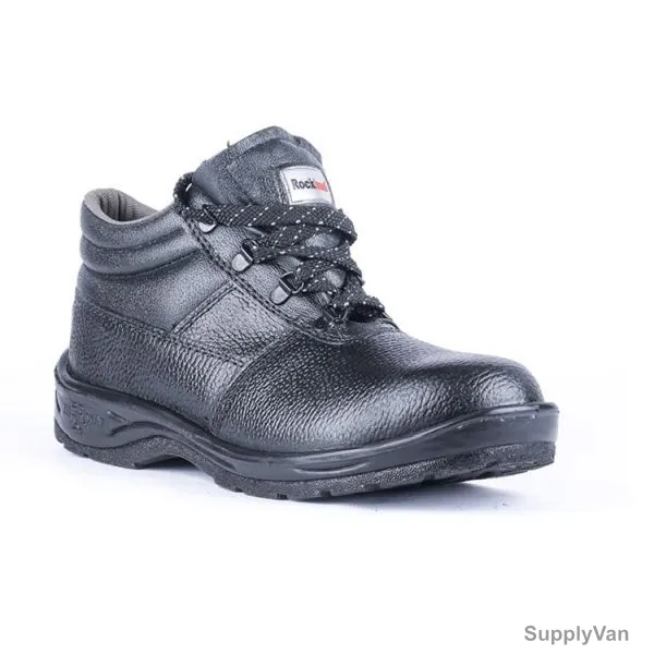 Hillson Double Density Steel Toe Safety Shoes, HRCKLND, Rockland, Leather, High Ankle, Size39, Black — image 1