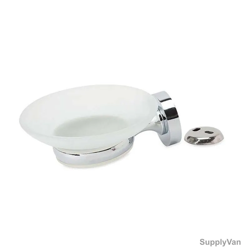Bold Wall Mounted Soap Dish Holder, Brass/Glass, Clear/Silver — image 1