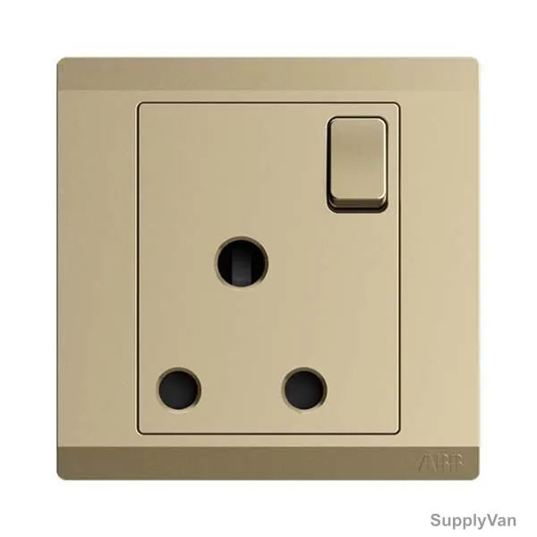 Abb Single Pole Switch Socket, BL209-PG, Inora, 1 Gang, 15A, Royal Gold