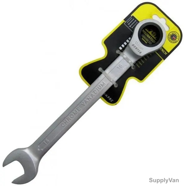 Hunter Ratchet Combination Wrench, SH-HRS-16, Chrome Vanadium, 16MM, Silver