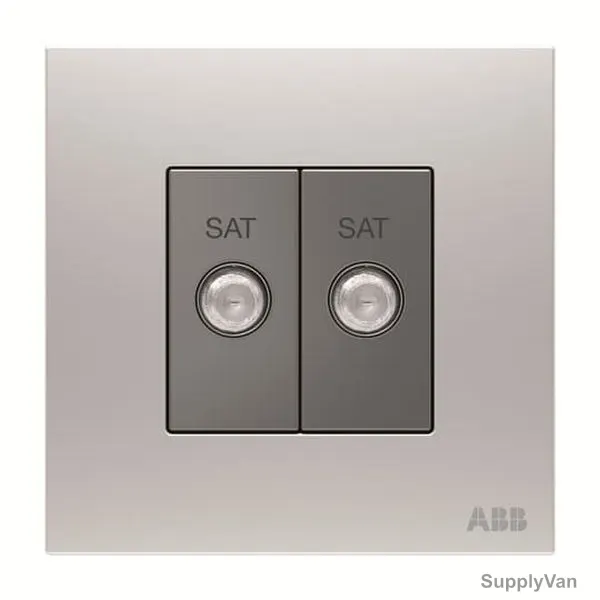 ABB F-Type SAT Twin Socket, AM32344-ST, Millenium, 2 Gang, Stainless Steel
