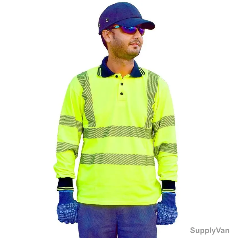 Empiral Polo T-Shirt With Reflective Tapes, Polo III, 55% Cotton/45% Polyester, S, Yellow