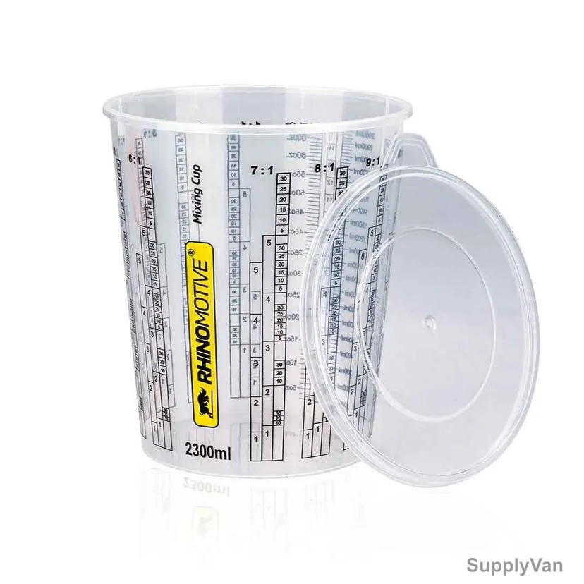 Rhinomotive Expert Paint Mixing Cup With Lid, R1401, 2300ML, Plastic, Clear, 100 Pcs/Pack — image 1