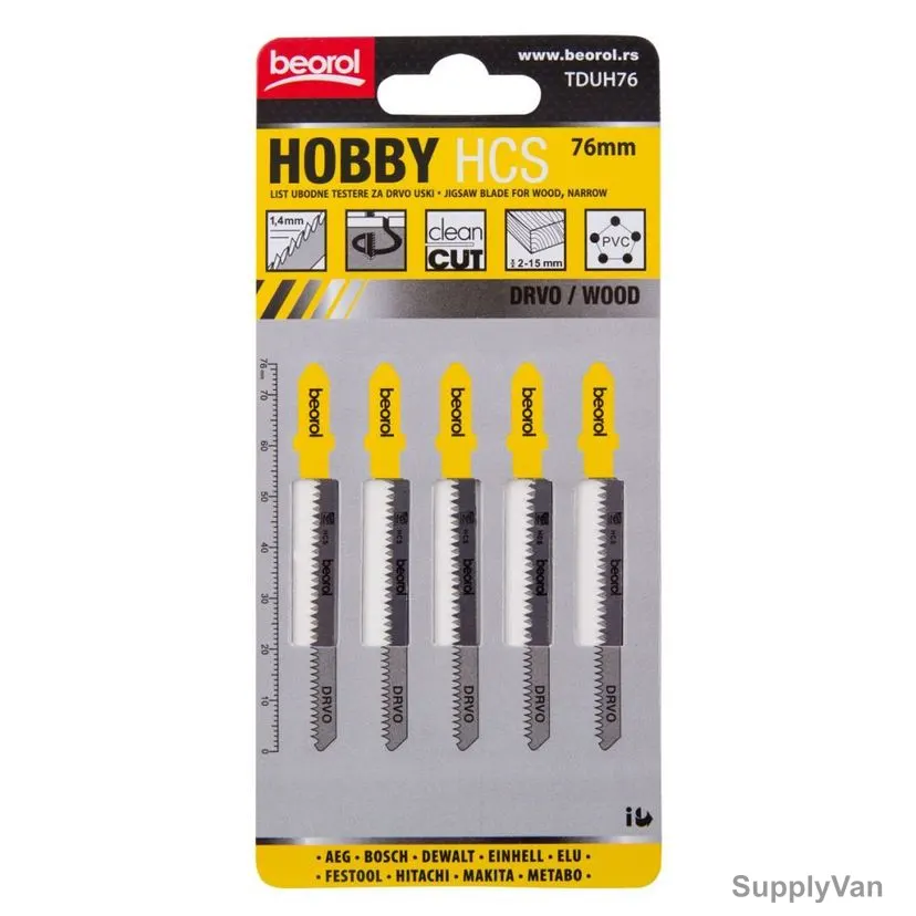Beorol Jigsaw Blade, TDUH76, Narrow, PK5