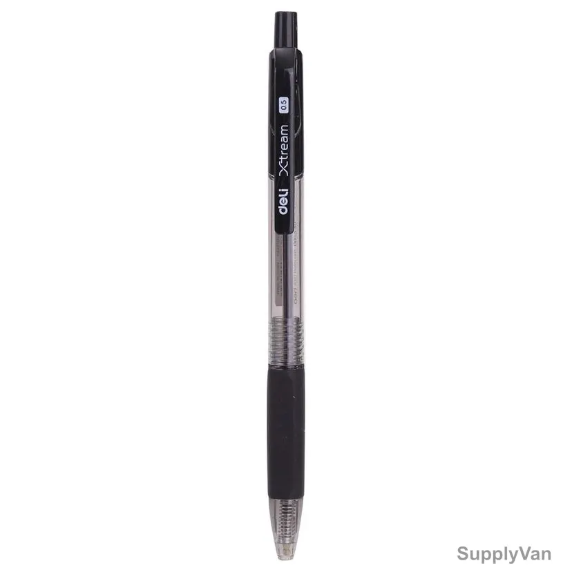 Deli Ball Point Pen With Low Viscosity Ink, EQ02220, 0.5MM, Black, 12 Pcs/Pack