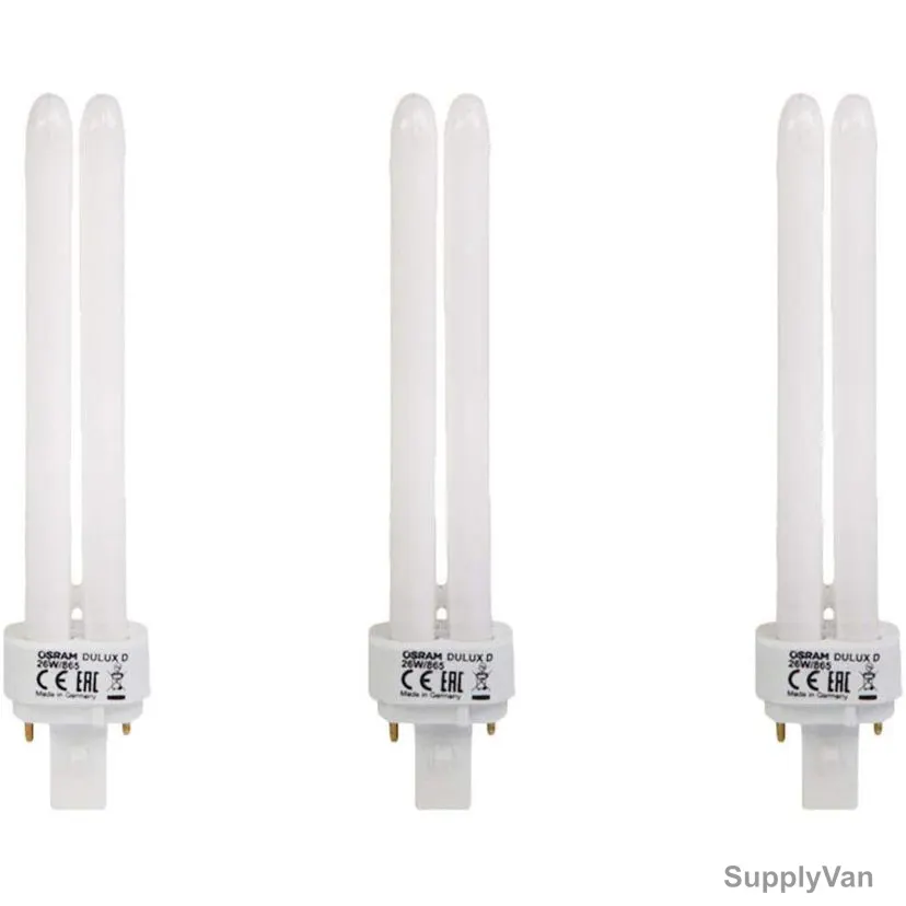 Osram Fluorescent Lamp, Dulux D, 26W, G24d-3, 6500K, Cool Daylight, 3 Pcs/Pack