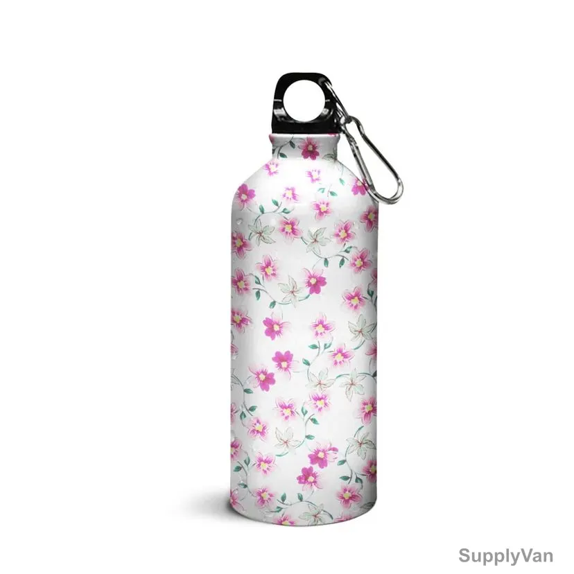 Wackylicious Linda Floral Sipper Water Bottle, 600ML, White/Pink — image 1