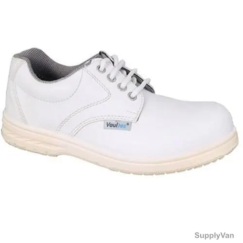 Vaultex Steel Toe Executive Low Ankle Safety Shoes, INS, Micro Fibre Leather, S3 SRA, Size35, White