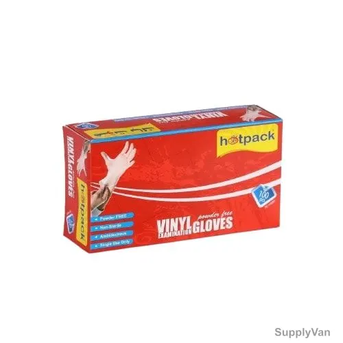 Hotpack Powder Free Vinyl Disposable Gloves, M, 100 Pcs/Box — image 1