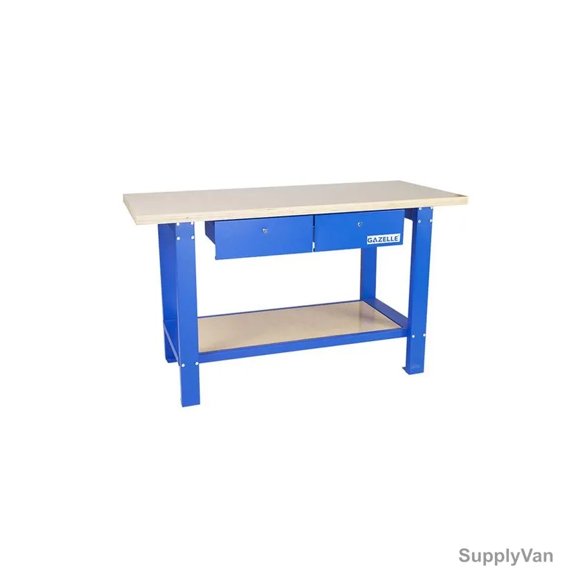 Gazelle Wood Top Workbench With Drawers, G2604, 59 Inch, Blue/Beige — image 1