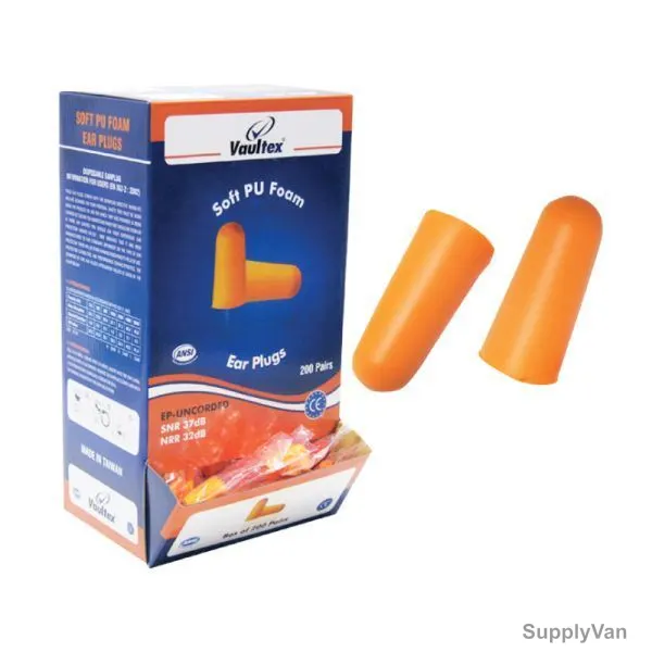 Vaultex Uncorded Ear Plugs, VPU, Orange, PK200