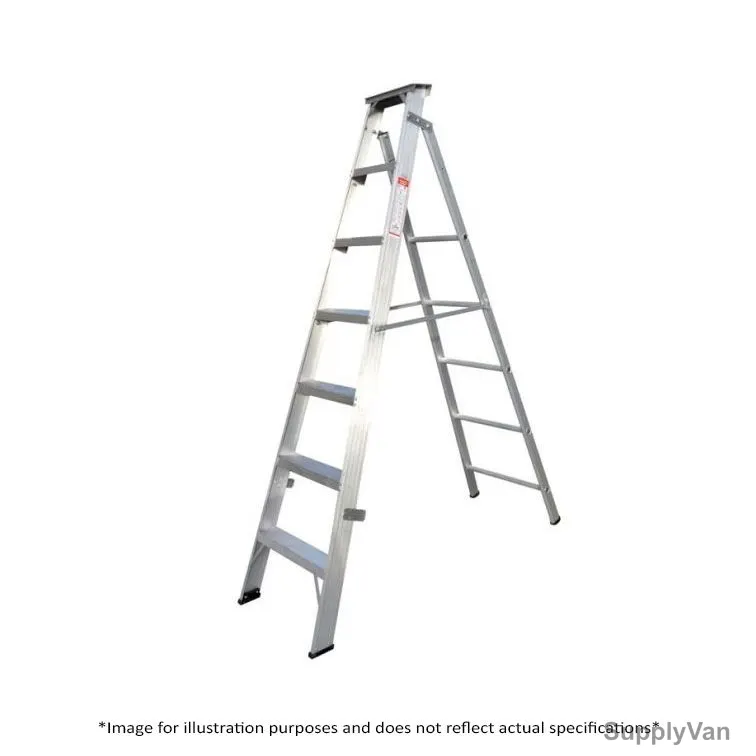 Zamil Dual Purpose Extension Step Ladder, DPL-14, Aluminium, 2 Sides, 14 Steps, 4.30 Mtrs