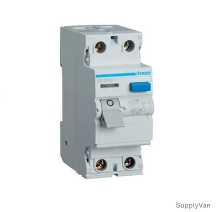 Hager Residual Current Circuit Breaker, CD241J, 2P, 30mA, 40A