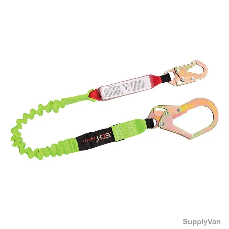 Jech U Shape Webbing Fall Arrest Lanyard, JE311237N, Polyester, Black/Green