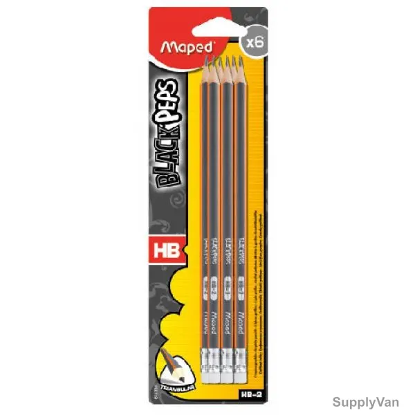 Maped HB Pencil, MD-850031, Black'Peps, Black, 6 Pcs/Pack