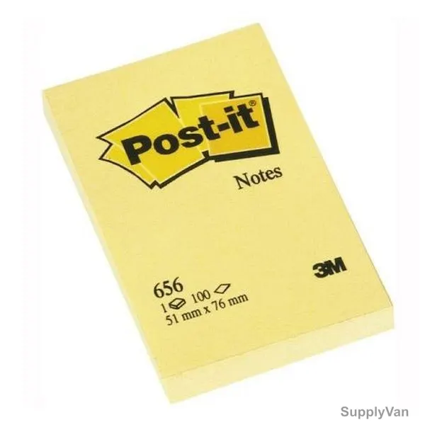 Post-It Sticky Note, 656, 100 Sheets, 2 Inch Width x 3 Inch Length, Yellow, 12 Pads/Pack