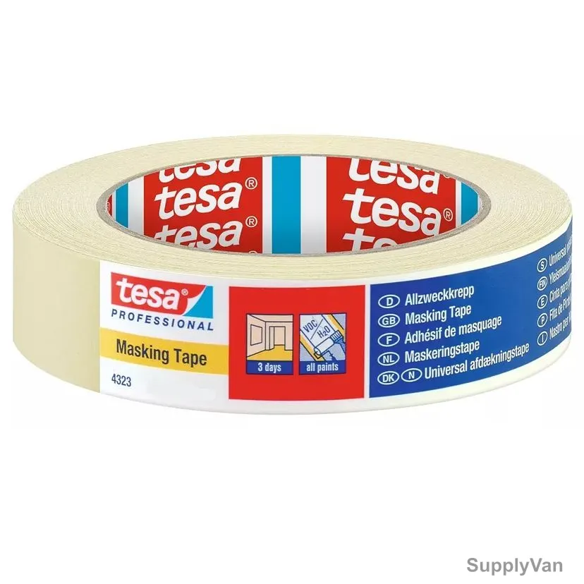 Tesa Masking Tape, 4323, Natural Rubber, 30MM x 50 Mtrs