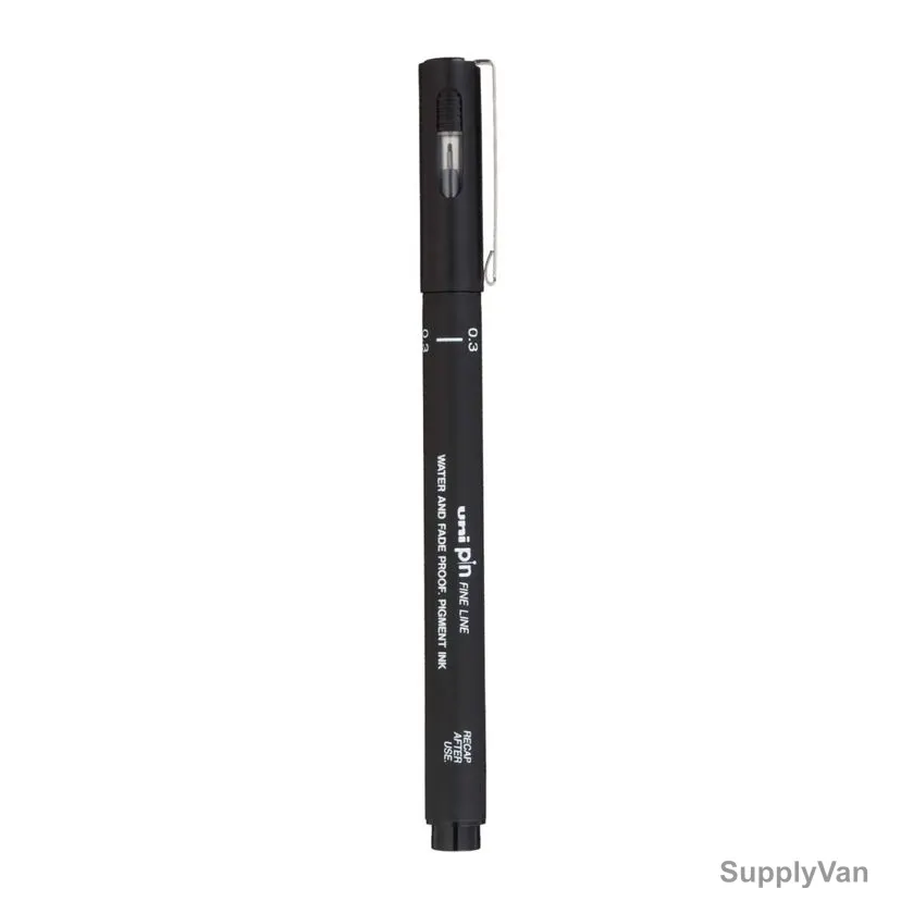 Uni-Ball Fine Line Marker, PIN200-03-BK, 0.3MM Tip, Black, 12 Pcs/Pack