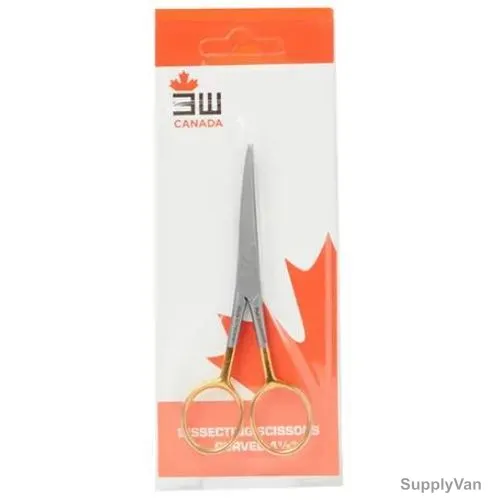 3W Dissecting STR Scissor, 3W03-350, 4-1/2 Inch, Silver and Yellow — image 1