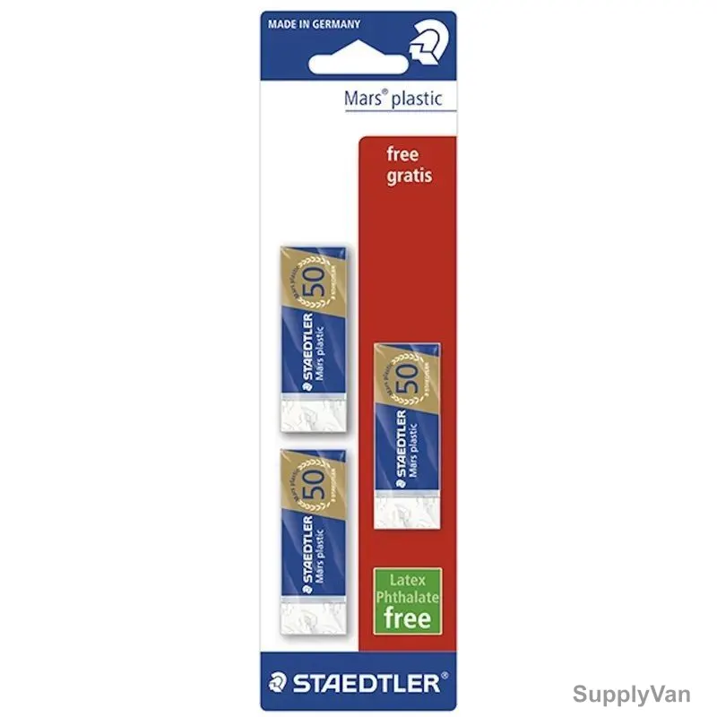Staedtler Mars Plastic Eraser In Blister Card, ST-526-50BK3A, White, 2+1 Free