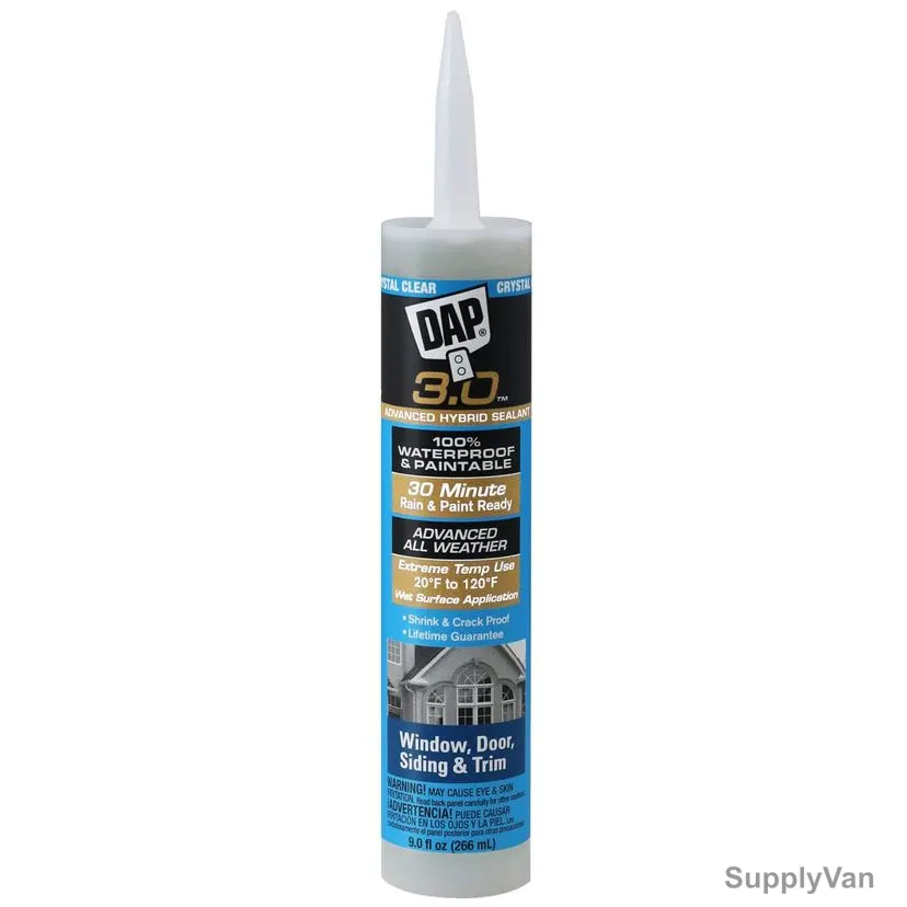 Dap 3.0 Window, Door, Siding & Trim Silicone Sealant, 18362, Crystal Clear, 9 Oz, 12 Pcs/Pack