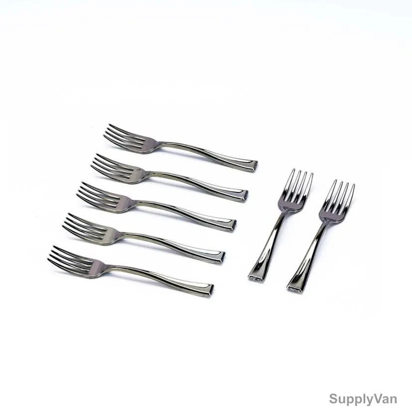 Hotpack Disposable Mini Tasting Fork, 2.2CM Width x 10CM Length, Silver, 50 Pcs/Pack