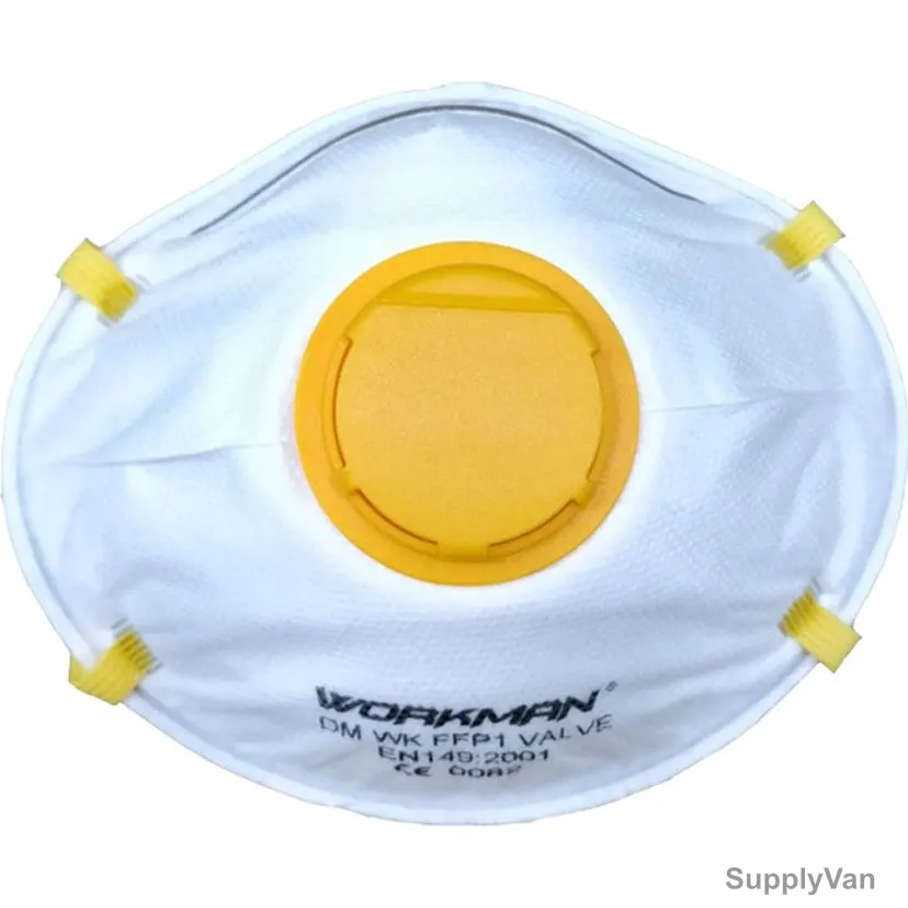 Workman Face Mask With Valve, FFP1, White/Yellow, 10 Pcs/Pack — image 1