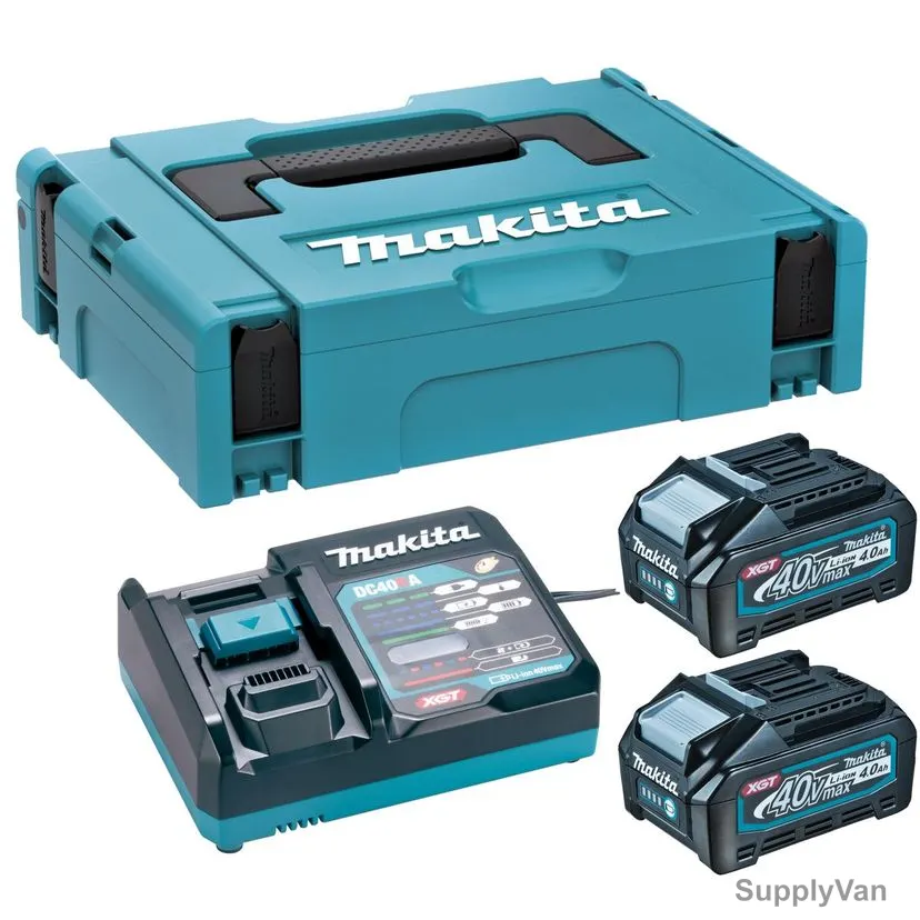 Makita Powerpack XGT 40Vmax Power Source Kit, 191K03-2, 2x 4.0 Ah Battery, 1x Charger