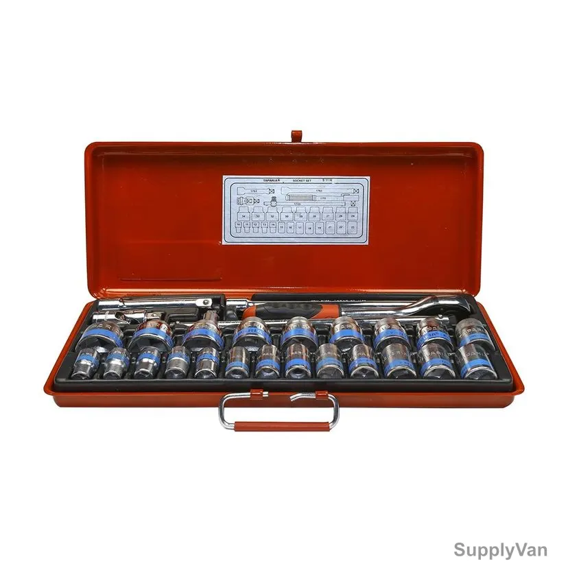 Taparia Socket Set, Chrome Vanadium Steel, Square, 10-32MM, 1/2 Inch Drive Size