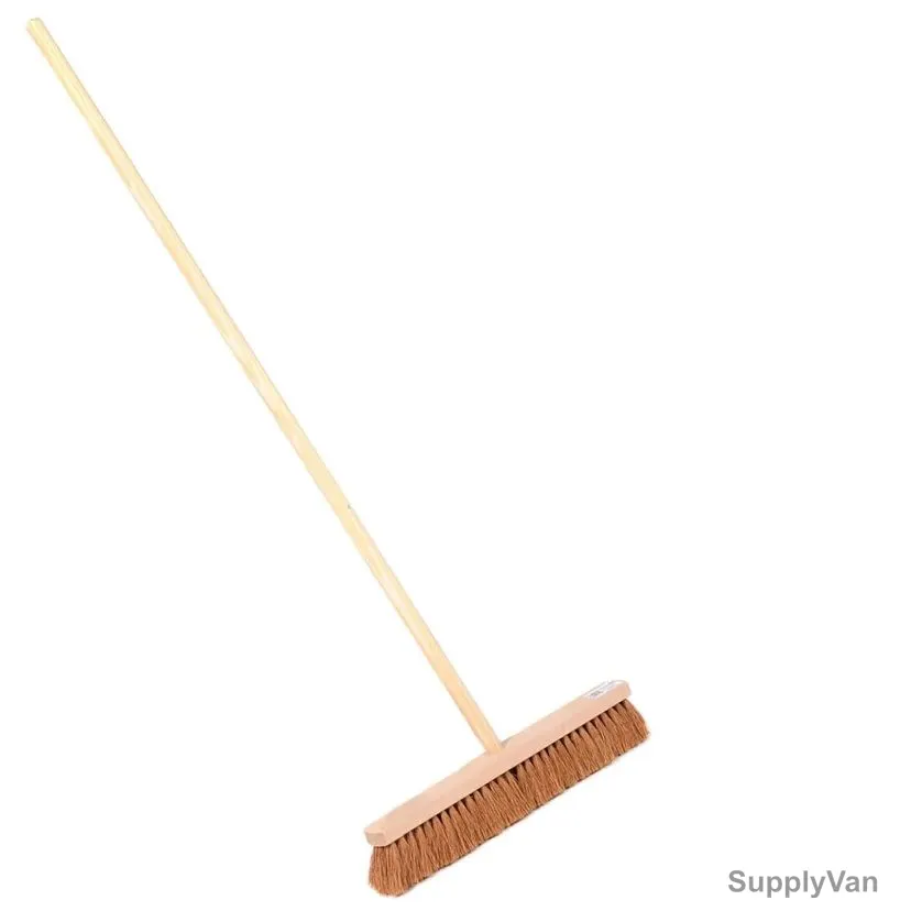 Swish Garden Yard Coco Broom With 120CM Wooden Handle, 24 Inch, Natural