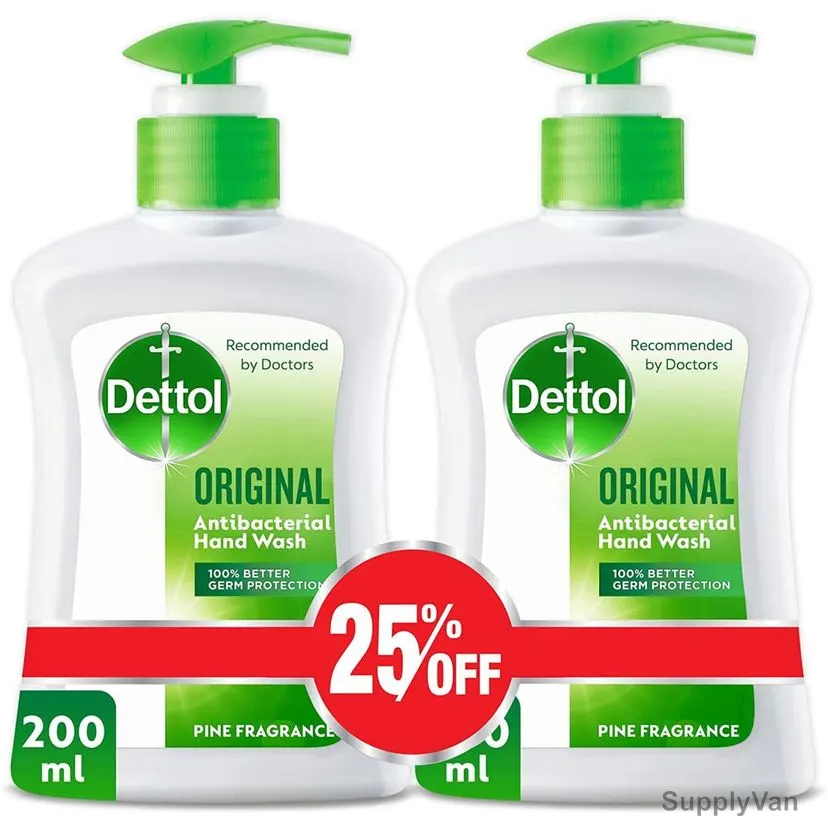 Dettol Original Anti-Bacterial Hand Wash, Pine, 200ML, 2 Pcs/Pack — image 1