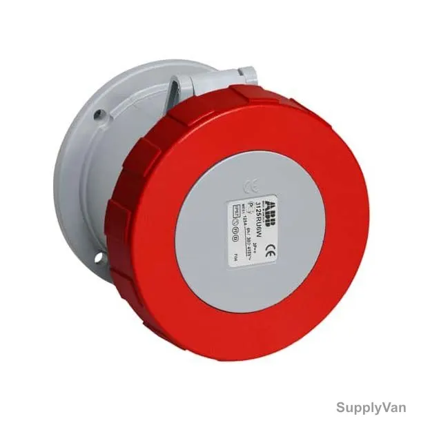 Abb Straight Flange Panel Mounted Socket Outlet, 4125RU6W, 346-415V, IP67, 125A, 3P+N+E, Red